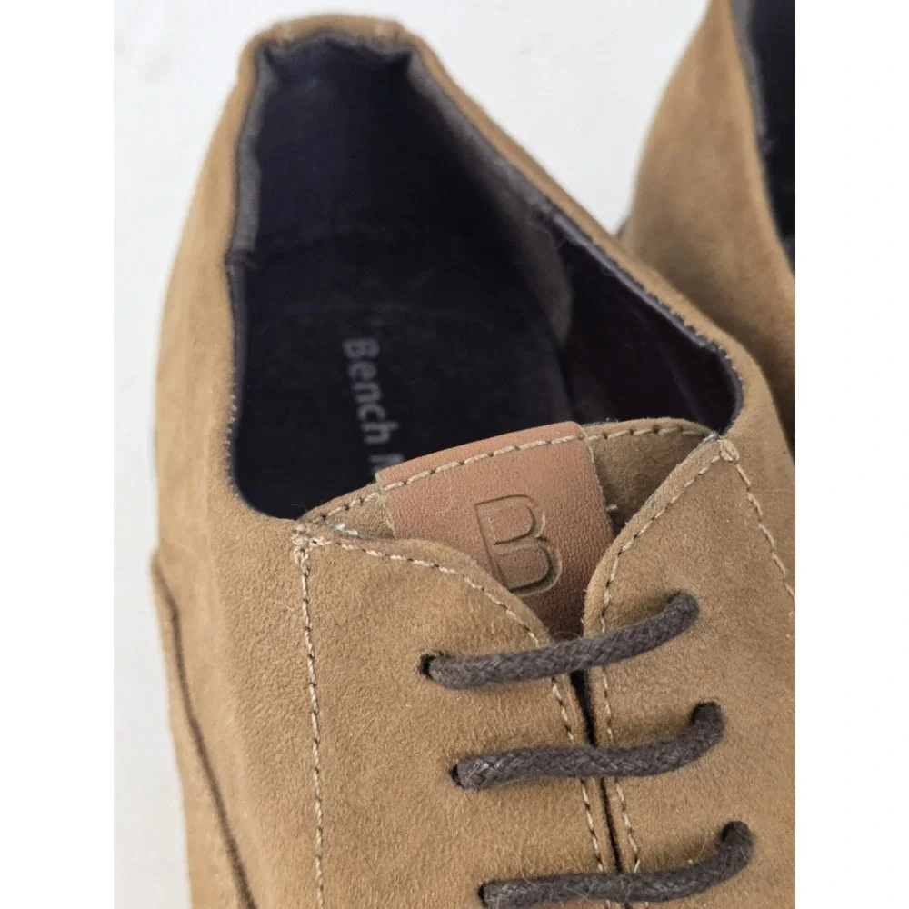 Bench Mark Lace-up‎ Cap Toe Oxford Dress Shoe Brown Suede Tan Mens Size 8.5M